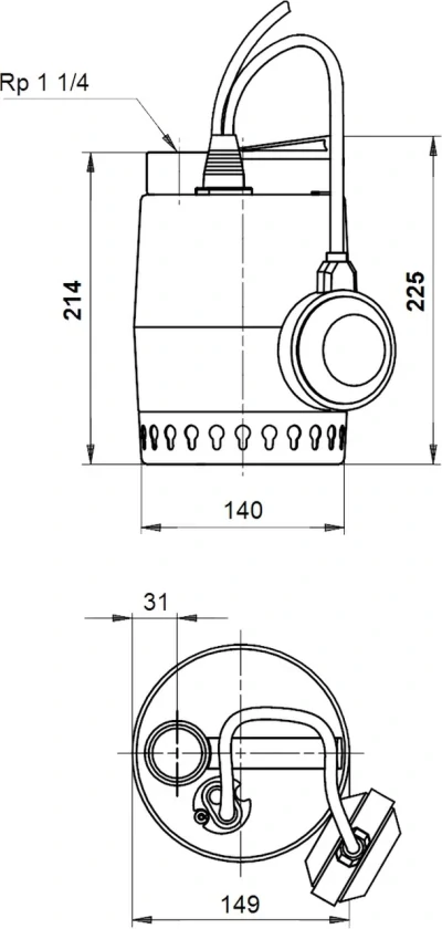 Погружной дренажный насос Grundfos Unilift KP250-A-1 220-230 В (012H1800), фото 2