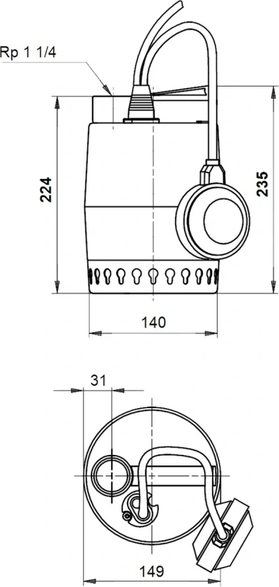 Погружной дренажный насос Grundfos Unilift KP350-A-1 220-230 В (013N1600), фото 2