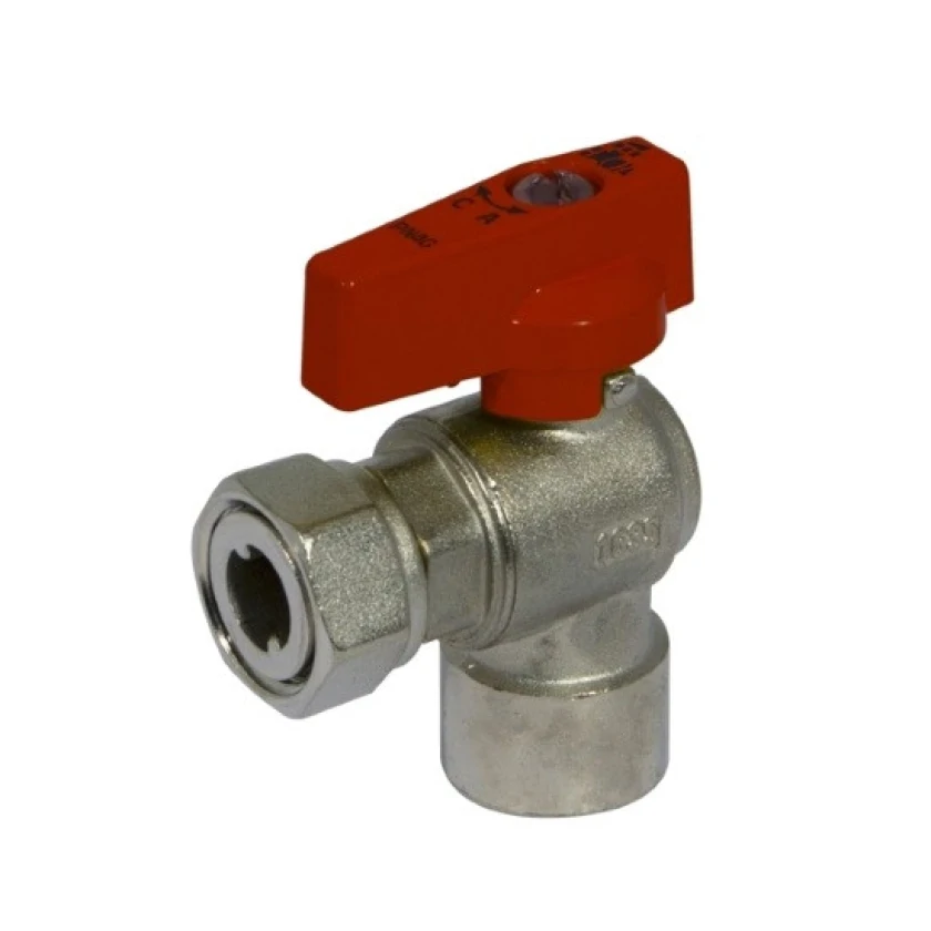 Кран угловой с накидной гайкой Bianchi 1/2" ВВ (красный) 527004040F, фото 1