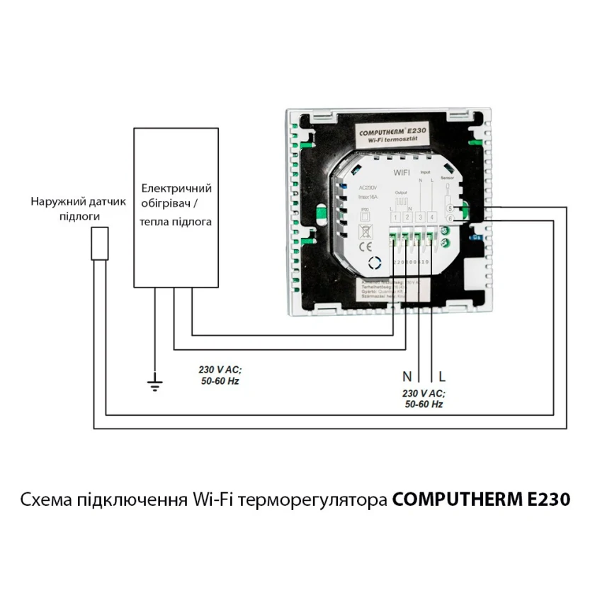Проводной терморегулятор для теплого пола Computherm E230 Wi-Fi, фото 5