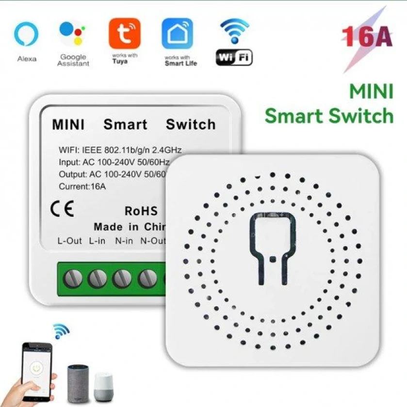 Розумний міні перемикач DIY Smart Switch для Tuya Smart Life 16А реле розумний будинок (DIYSmartSwitch), фото 2