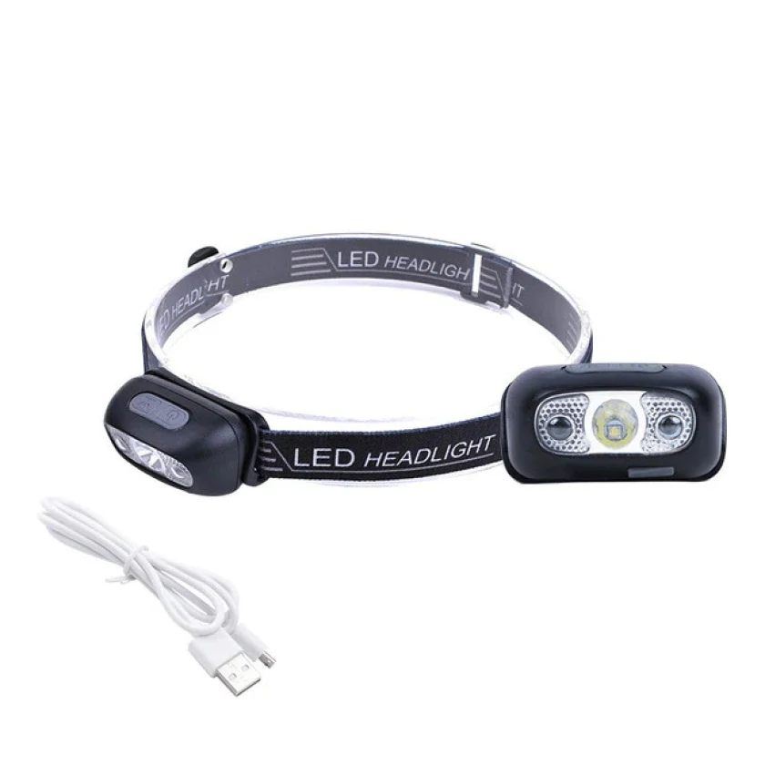Світлодіодний акумуляторний ліхтар налобний 3xLED Mini Headlamp 350 lumens 800mAh USB Black, фото 1