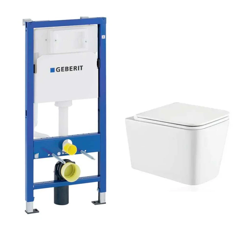 Система инсталляции GEBERIT Duofix 458.103.00.1 + унитаз подвесной Koller Pool Kvadro KR-0530-RW Soft Close, фото 1