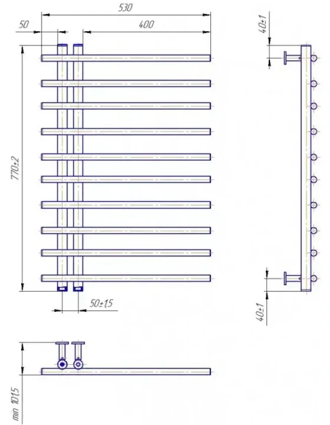Водяна рушникосушка Mario INOX Марсель 770х530/50мм (1.075.044130.P), фото 4