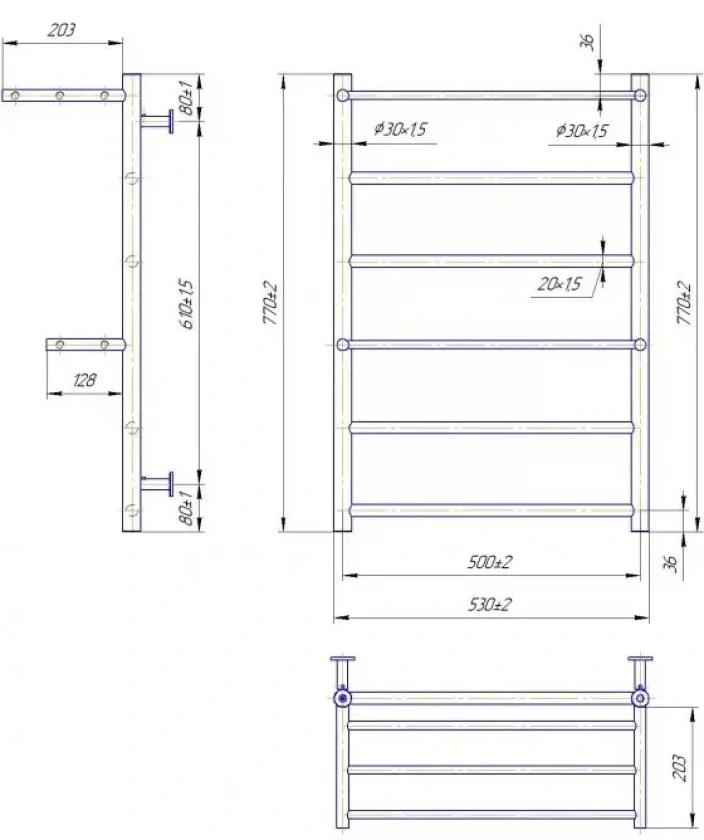 Водяна рушникосушка Mario INOX Анкона 770х530/500мм (1.8.044544.P), фото 4