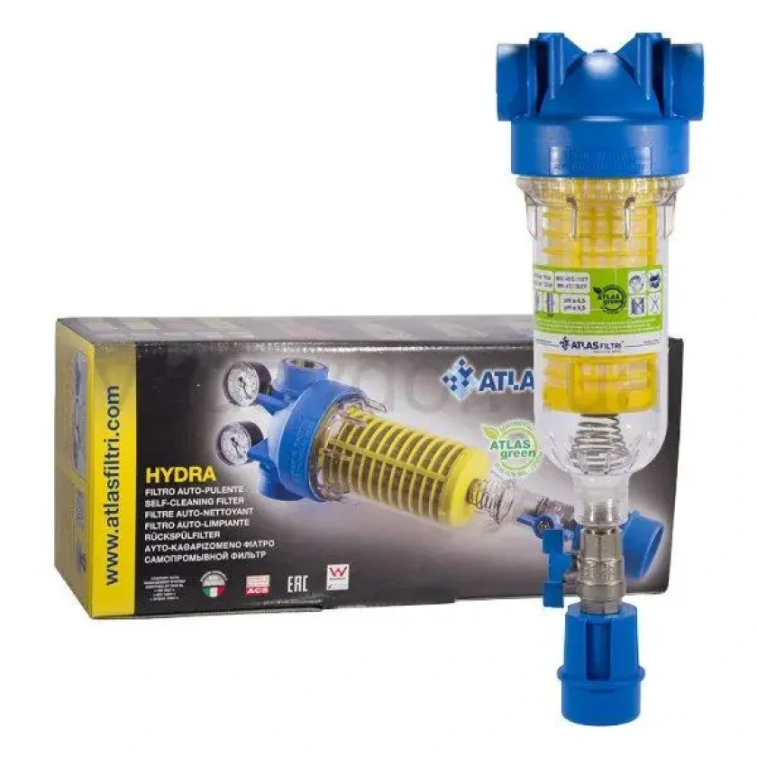 Самопромывной фильтр для воды Atlas Filtri KIT Hydra 3/4" от механических примесей + картридж RLH 90 mcr (RA6000011), фото 3