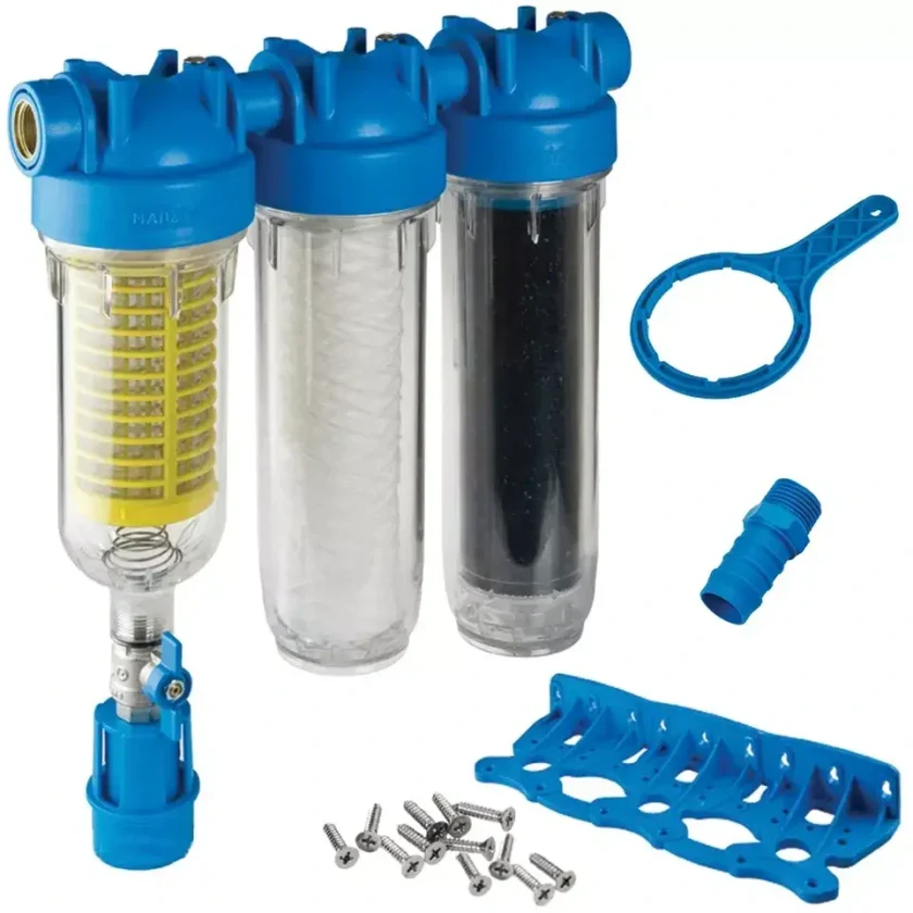 Самопромывной тройной фильтр для воды Atlas Filtri Hydra Rainmaster Trio 1/2" + картриджи RAH, FA, LA 45°C 8 bar (RA6095214), фото 1