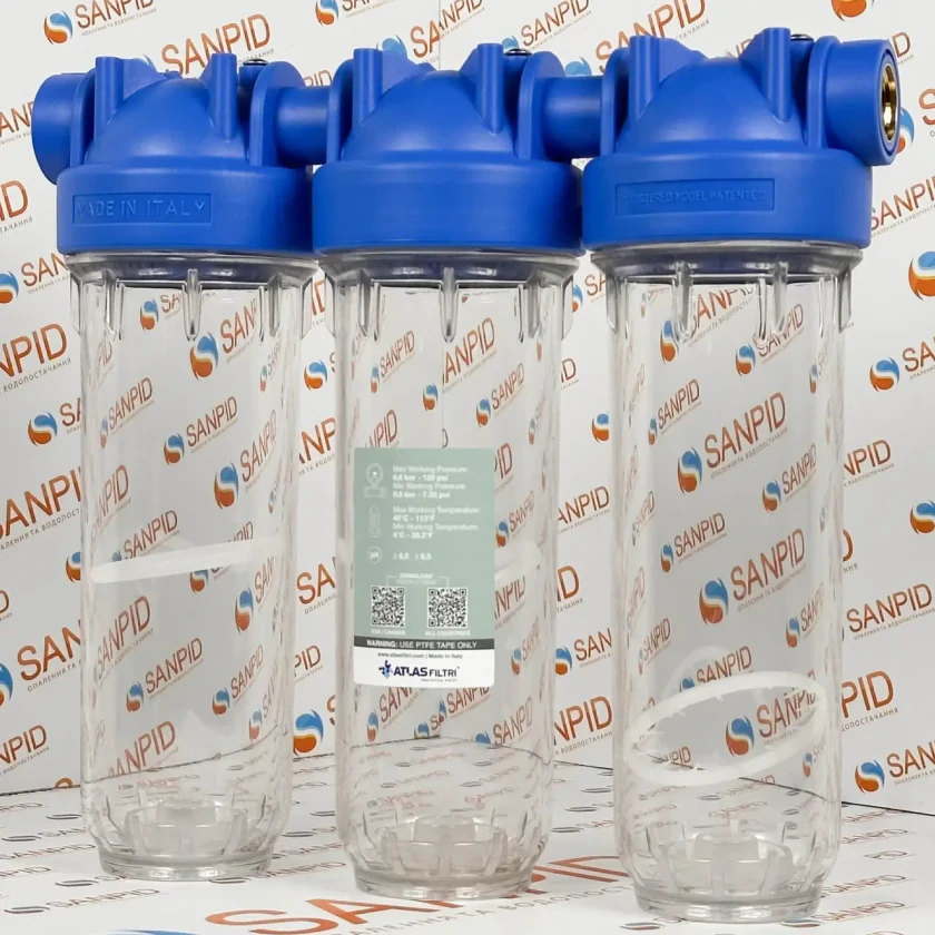 Фильтр-колба для холодной воды Atlas Filtri 10" DP-TRIO 3/4" OT-TS (ZA3310680), фото 4