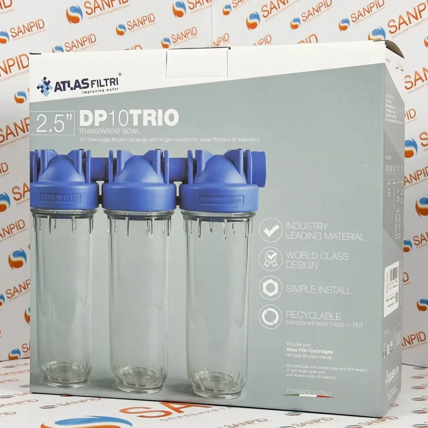Фильтр-колба для холодной воды Atlas Filtri 10" DP-TRIO 1" OT-TS (ZA1400701/ZA3320680), фото 7